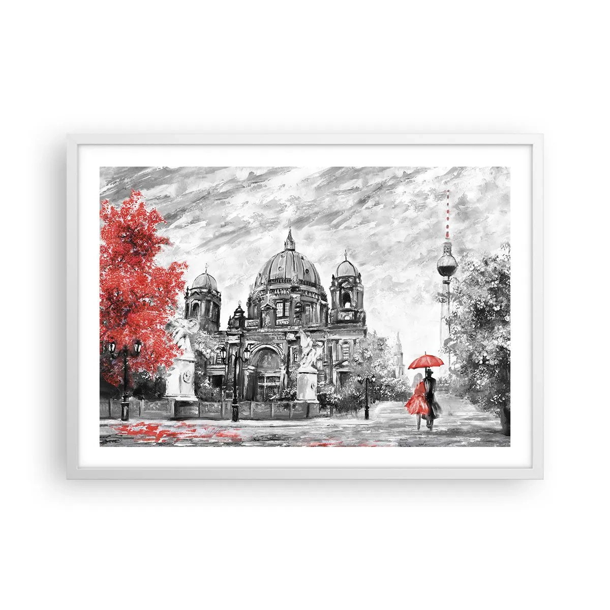 Plakát v bílém rámu - Berlínské setkání - 70x50 cm