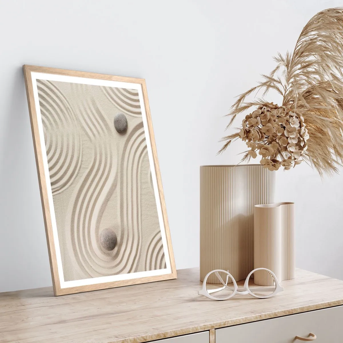 Plakát v rámu světlý dub - Dotek tepla - 50x70 cm