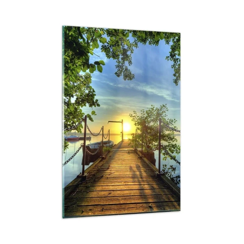 Obraz na skle - Západ u vody - 80x120 cm