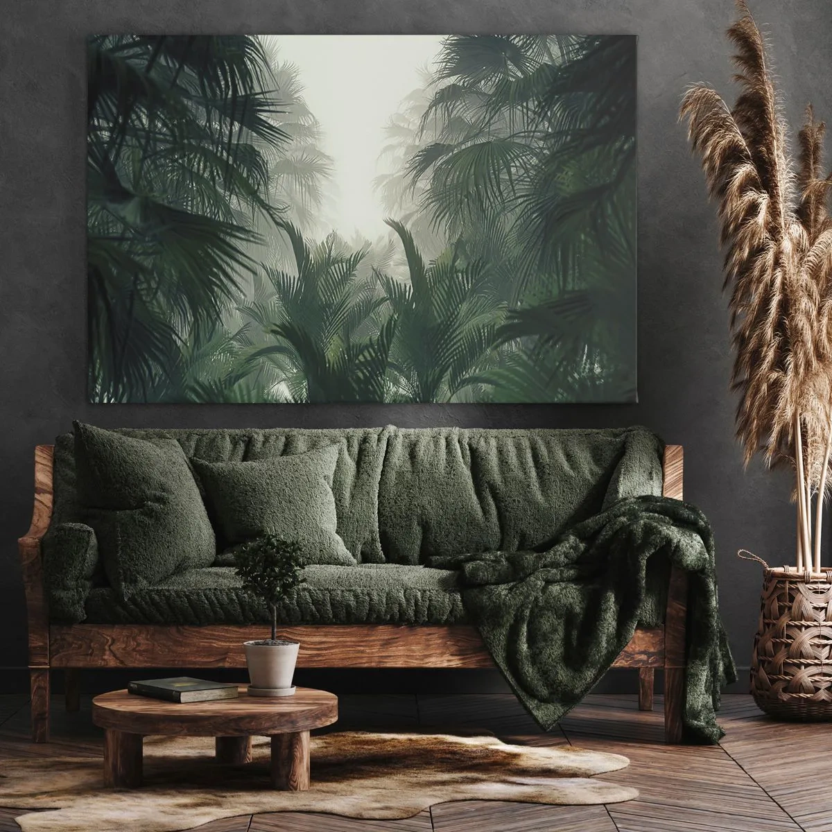 Obraz na plátně - Tropická vegetace v husté mlze deštného pralesa - 70x50cm - Tropická záhada - Moderní nástěnná dekorace do obývacího pokoje a ložnice ARTTOR