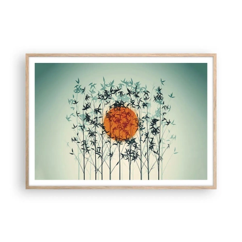Plakát v rámu světlý dub - Japonské slunce - 100x70 cm