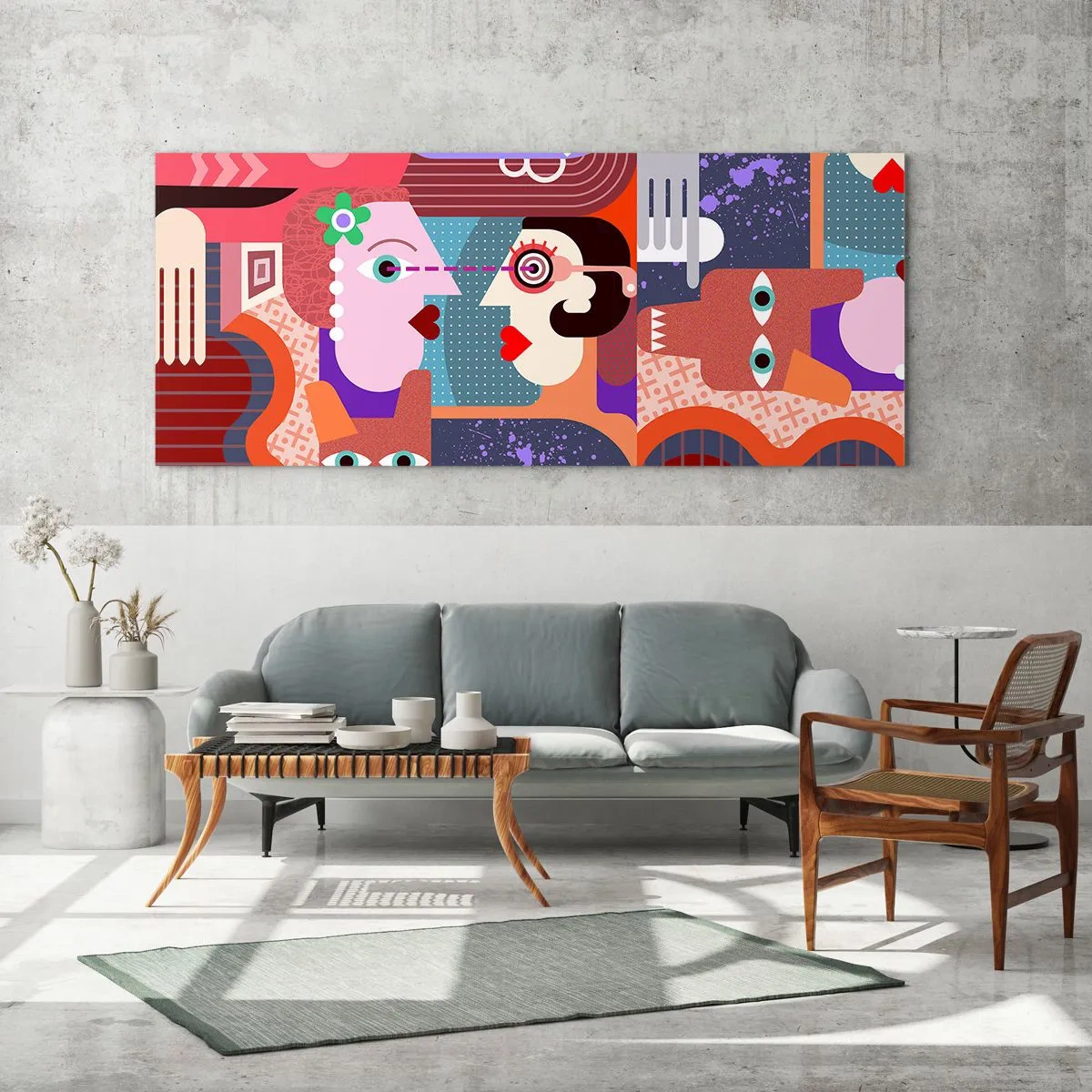 Obraz na skle - Tváří v tvář - 90x30 cm