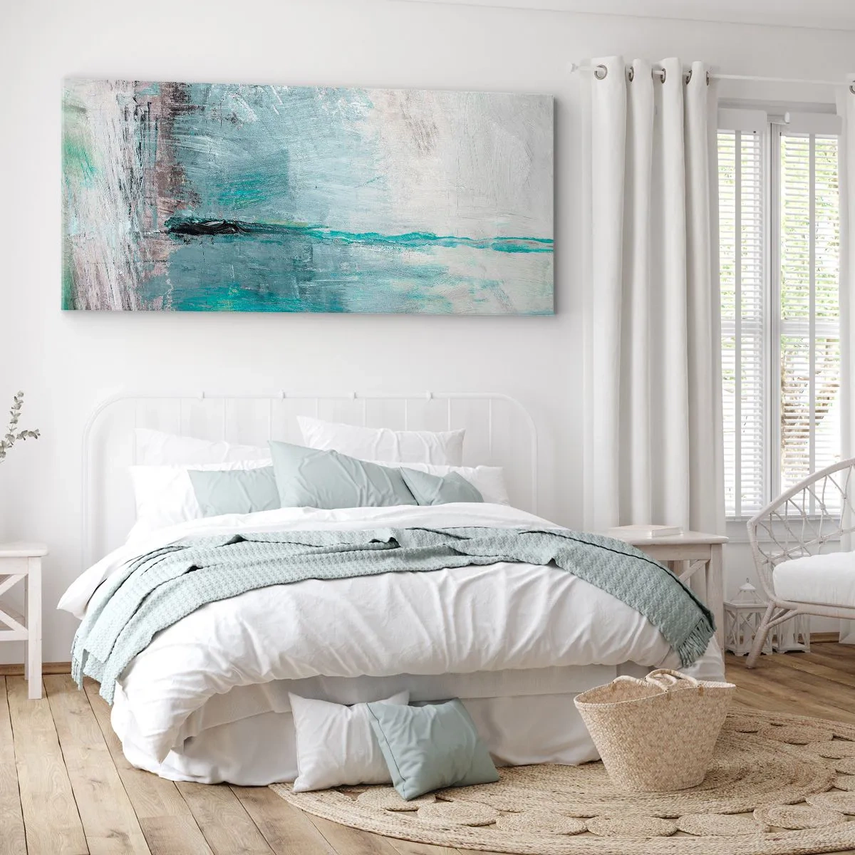 Obraz na plátně - Horizontálně v modři - 90x30 cm