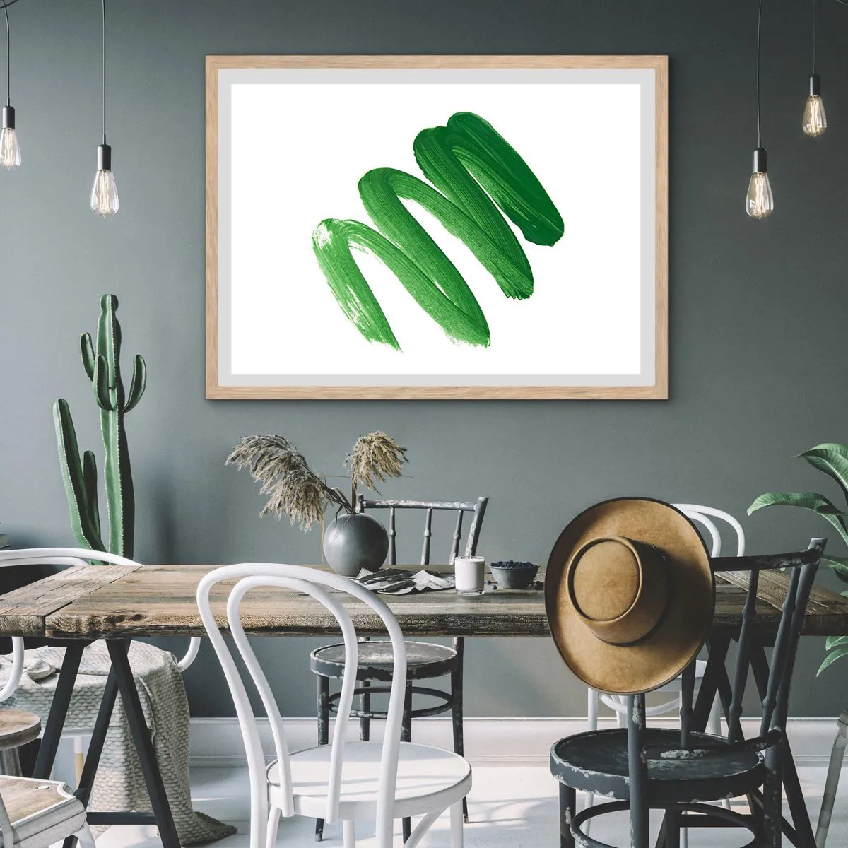 Plakát v rámu světlý dub - Zelený žert - 40x30 cm