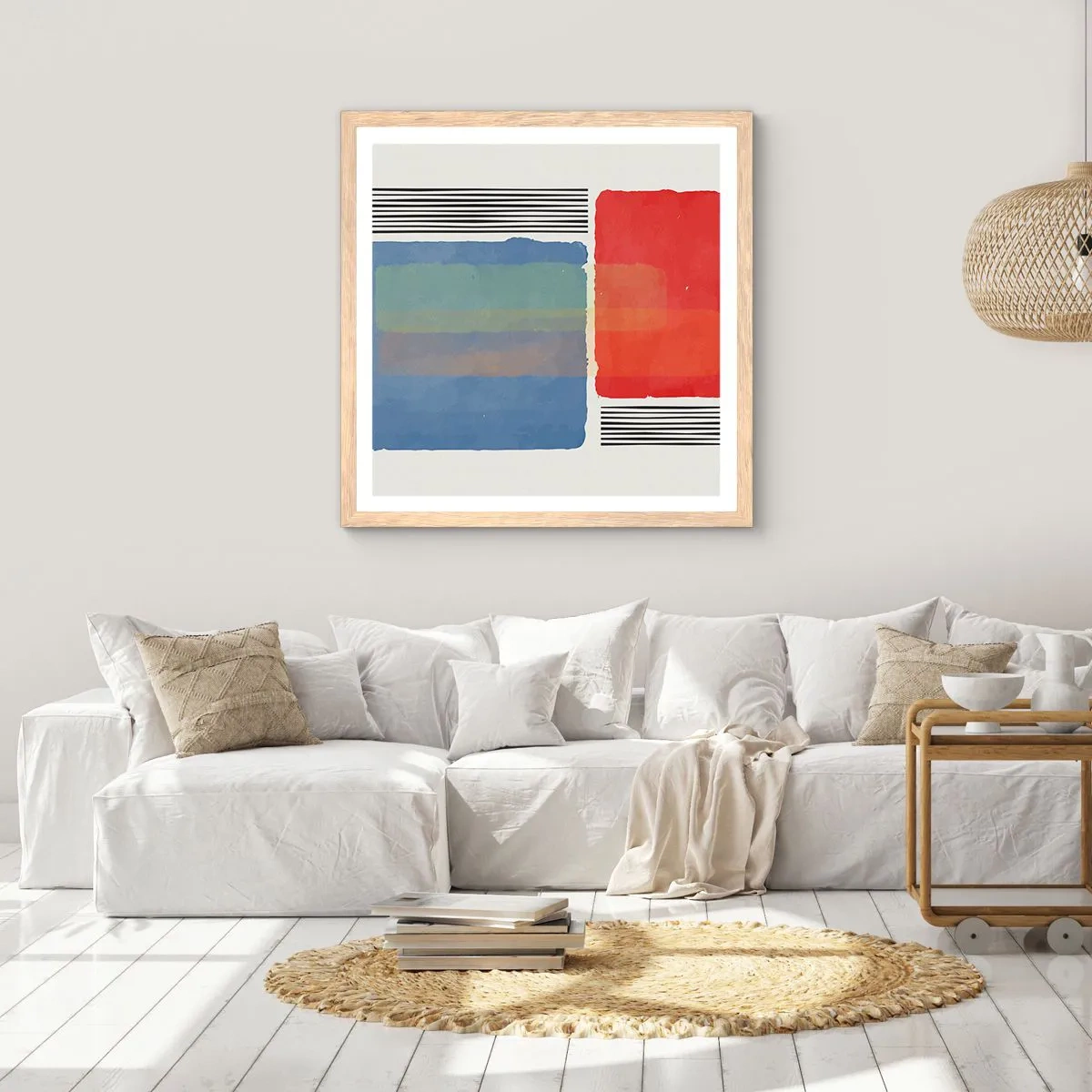 Plakát v rámu světlý dub - Duch a písmeno geometrie - 50x50 cm