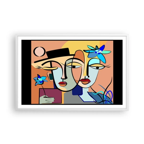 Plakát v bílém rámu - Picassovo randez vous - 91x61 cm