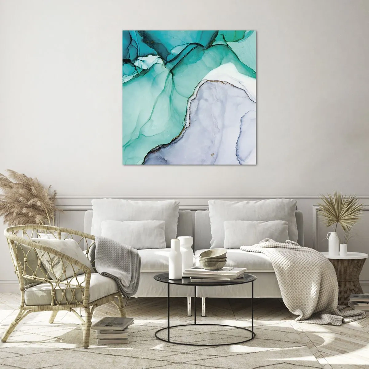 Obraz na skle - Studie v tyrkysové - 60x60 cm