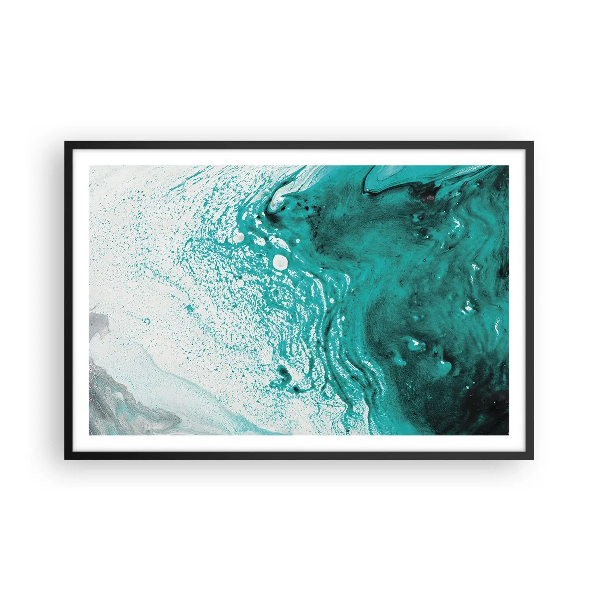 Plakát v černém rámu - Propadnout v bílé a tyrkysové - 91x61 cm