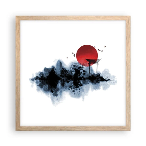 Plakát v rámu světlý dub - Japonský pohled - 40x40 cm