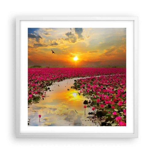 Plakát v bílém rámu - Tajemný život jezera - 50x50 cm