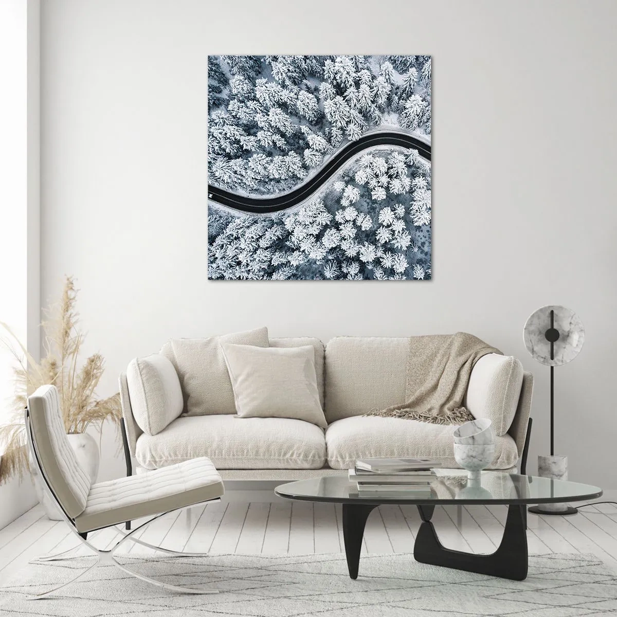 Obraz na skle - Zimním lesem - 70x70 cm