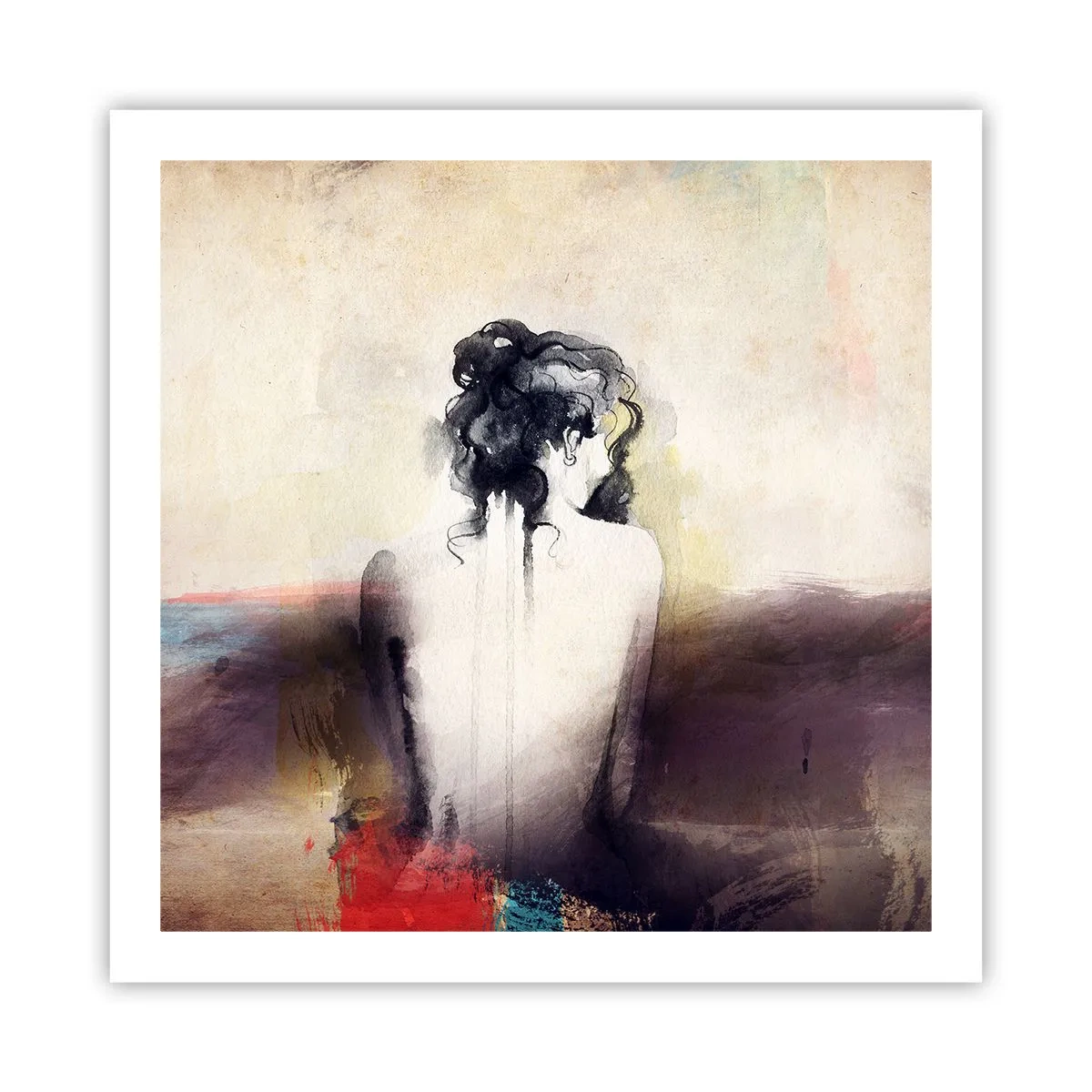 Plakát - Jemné linie, oválné tvary - 60x60 cm