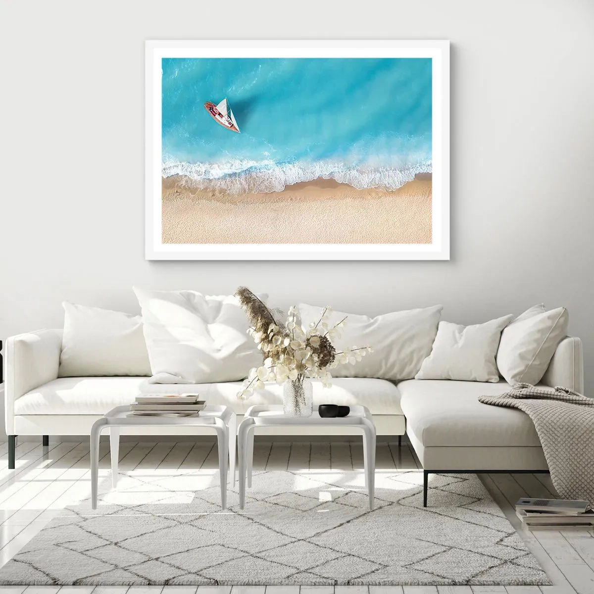 Plakát v bílém rámu - Na hranici modré a zlaté - 70x50 cm