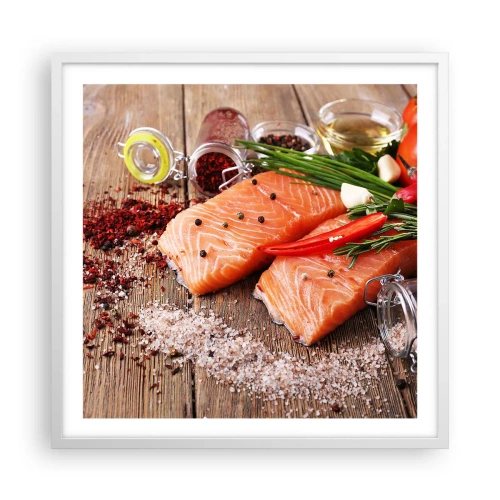 Plakát v bílém rámu - Norské dobrodružství v kuchyni - 60x60 cm