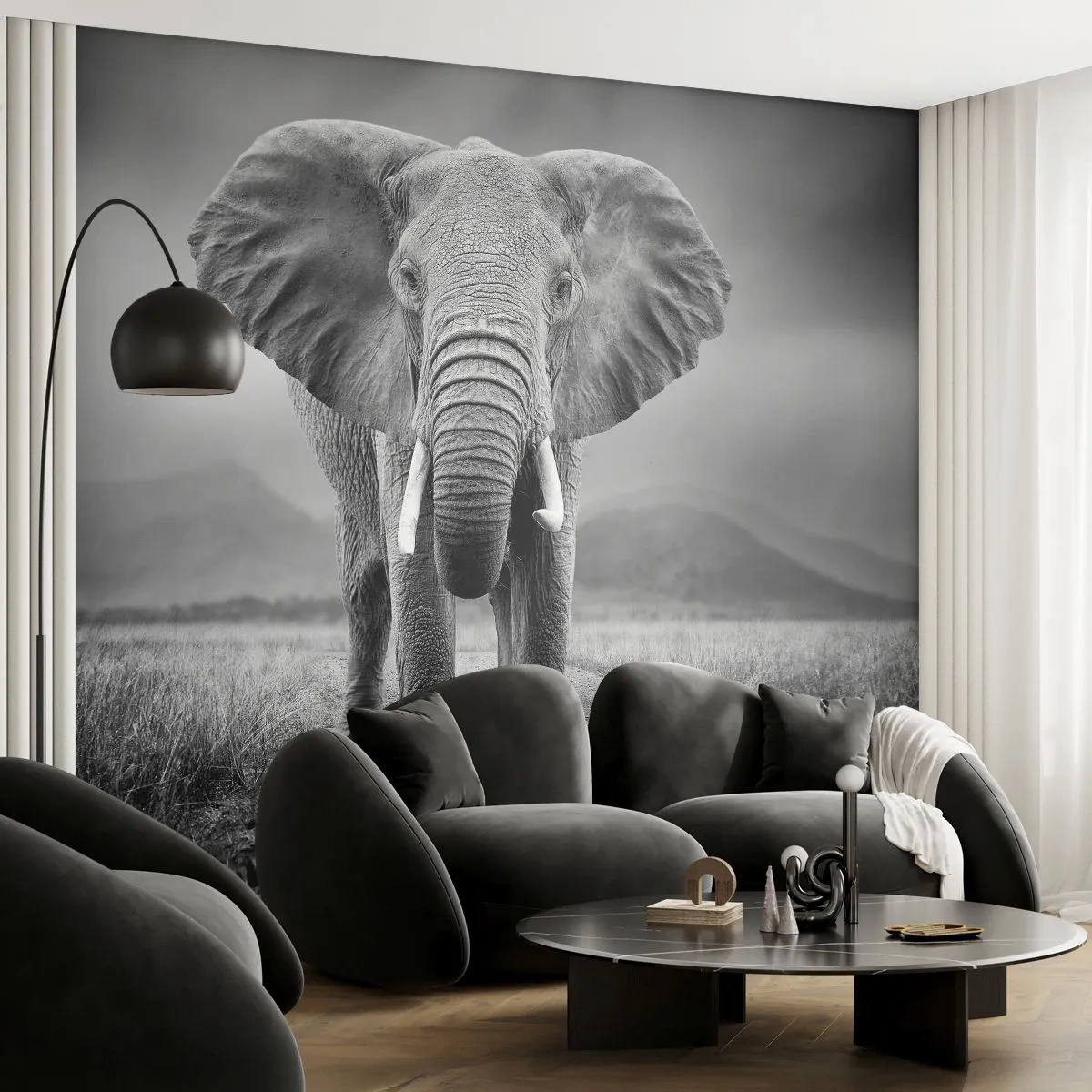 Fototapeta Samolepicí Deluxe Sticker - Hostitel vítá - Slon, Zvířata, Krajina - 250x175 cm