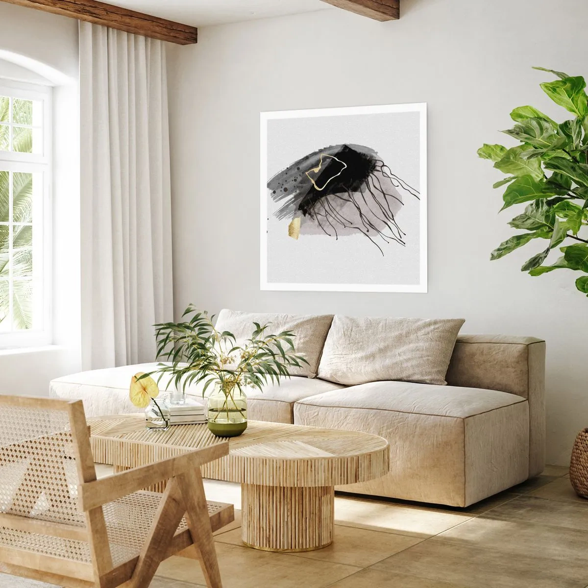 Plakát - V černé a zlaté - 50x50 cm