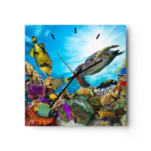 Nástěnné hodiny - Korálová promenáda - 40x40 cm