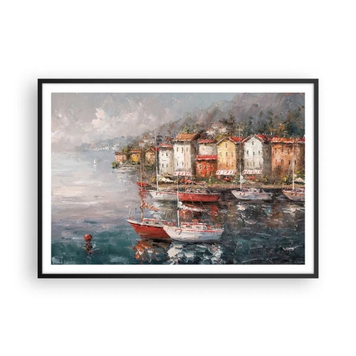 Plakát v černém rámu - Romantický přístav - 100x70 cm