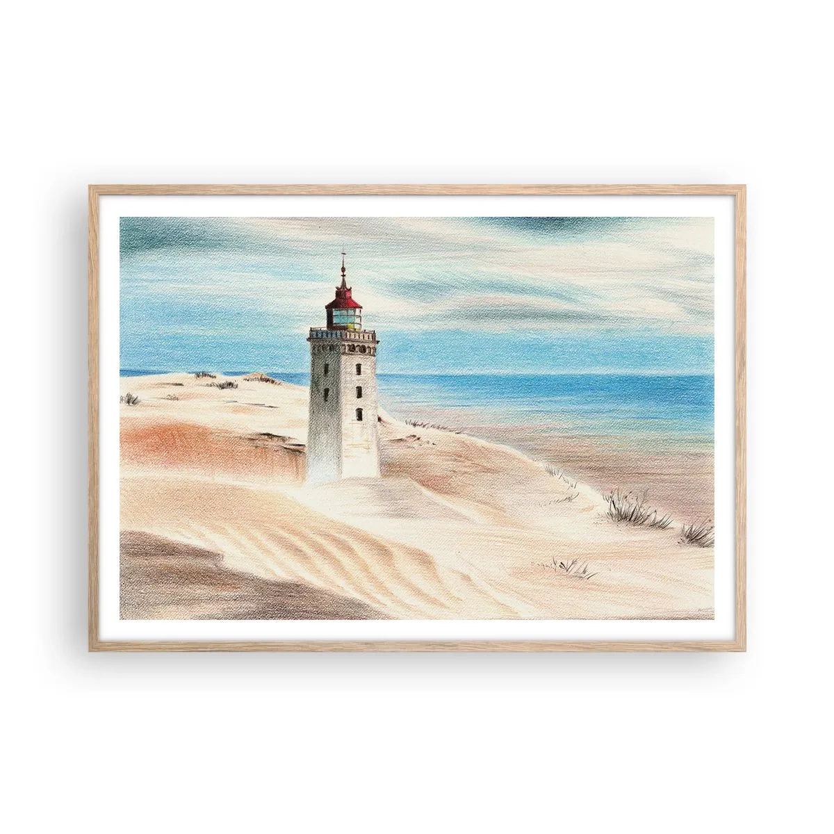 Plakát v rámu světlý dub - Vždy hledí na moře - 100x70 cm