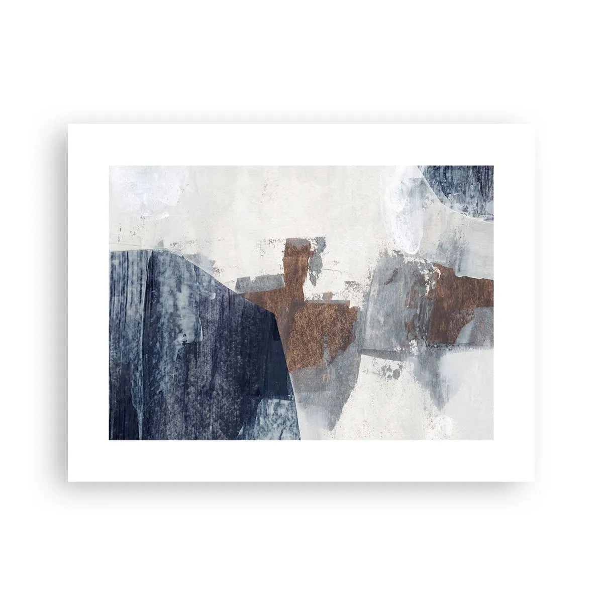 Plakát - Modro-hnědé tvary - 40x30 cm