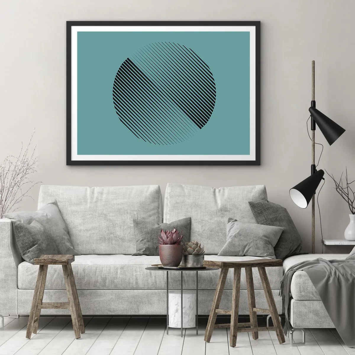 Plakát v černém rámu - Kruh – geometrická variace - 91x61 cm