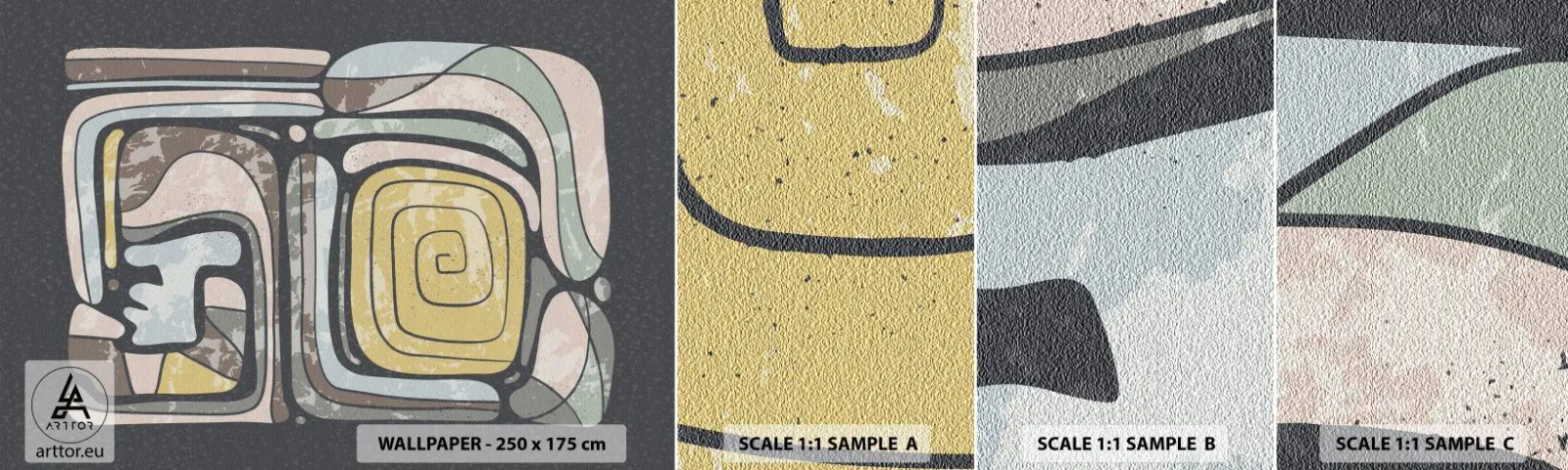 Vzor Fototapety Samolepicí Deluxe Sticker - Abstrakce v předkolumbovském duchu - Abstrakce, Boho, Letitý - 100x30 cm