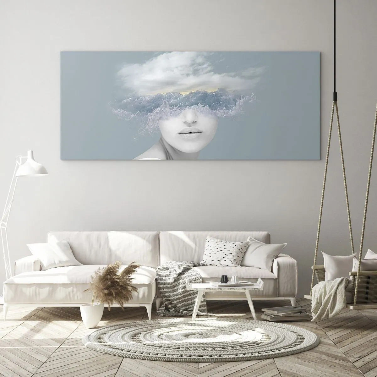 Obraz na skle - S hlavou v oblacích - 140x50 cm