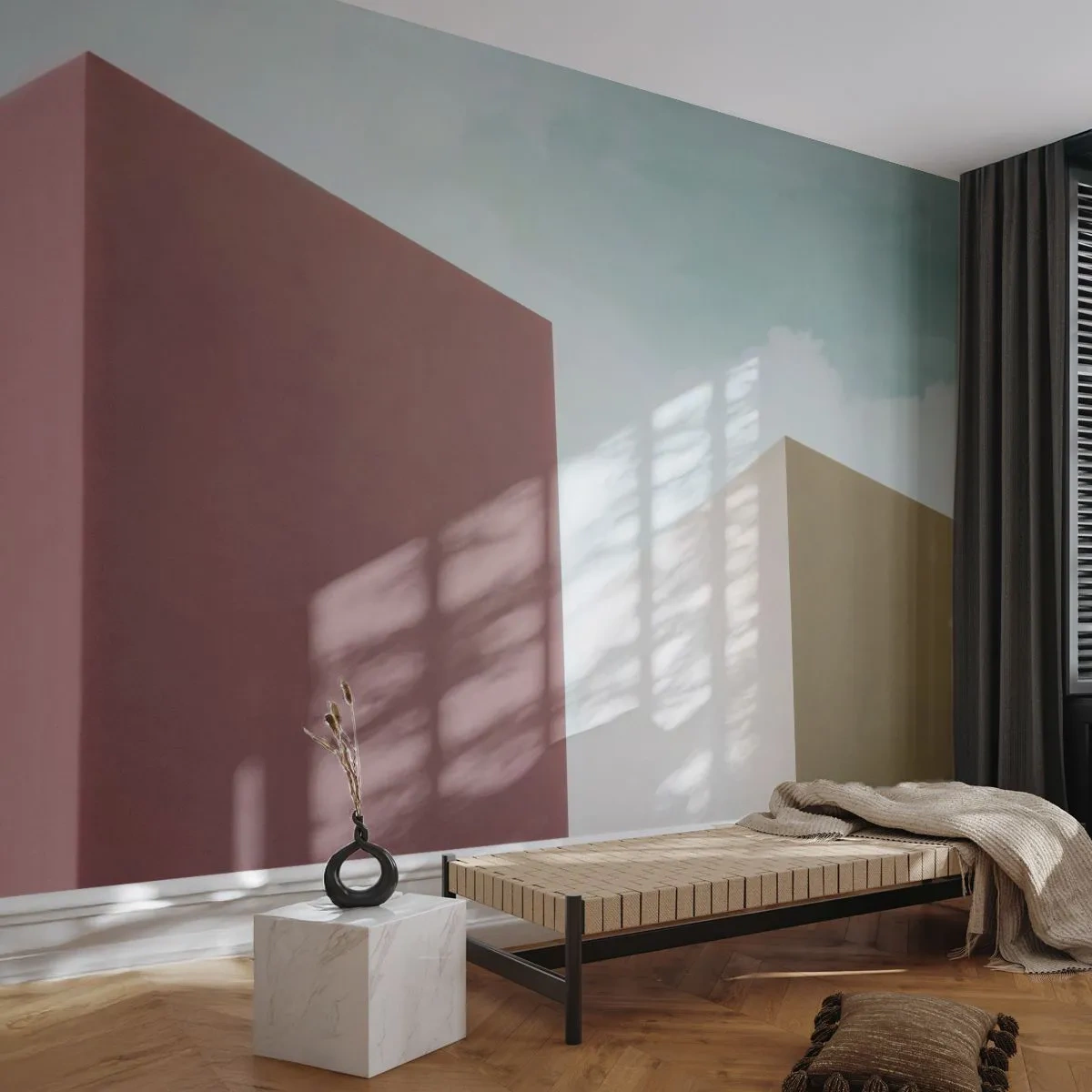 Fototapeta Premium Canvas - Geometrie slunečného léta - Budovy, Architektura, Trojrozměrný - 100x70 cm