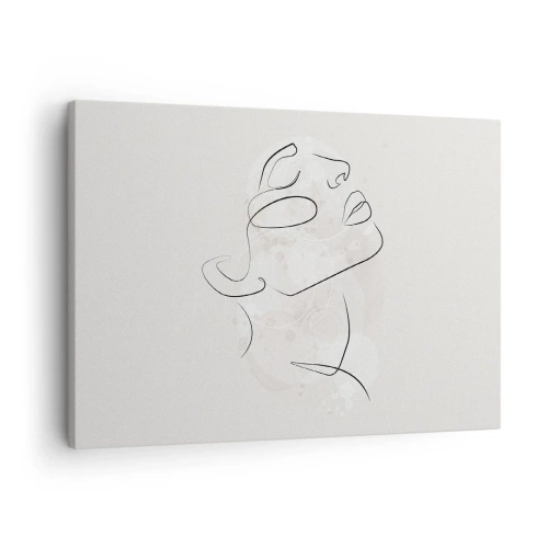 Obraz na plátně - Minimalistická skica obličeje na světlém pozadí - 70x50cm - Náčrt snu - Moderní nástěnná dekorace do obývacího pokoje a ložnice ARTTOR