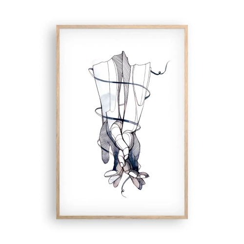 Plakát v rámu světlý dub - Studie o dotyku - 61x91 cm