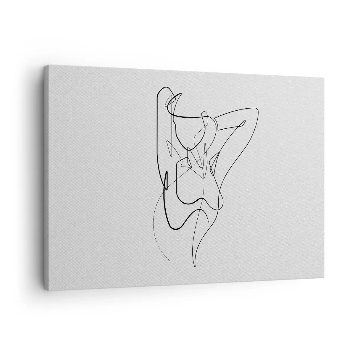 Obraz na plátně - Minimalistický obrys ženské siluety - 70x50cm - Ty jsi záhada… - Moderní nástěnná dekorace do obývacího pokoje a ložnice ARTTOR