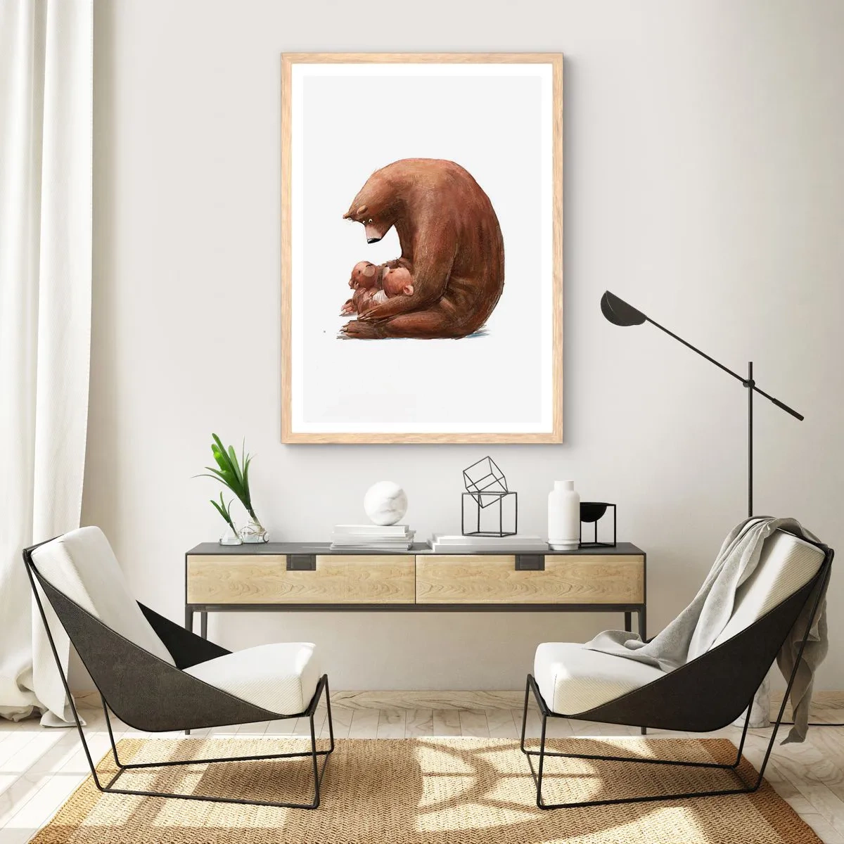 Plakát v rámu světlý dub - Sladké sny, děti - 50x70 cm