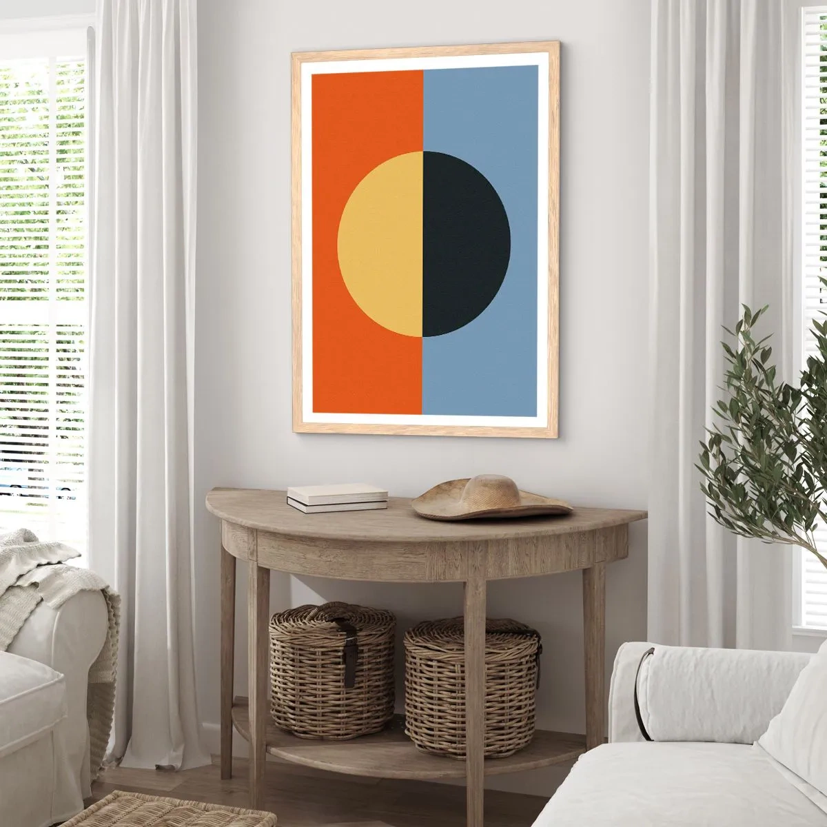 Plakát v rámu světlý dub - Kompozice tepla a chladu - 70x100 cm