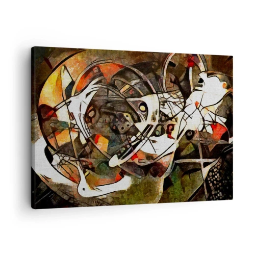 Obraz na plátně - Expresivní abstrakce v tmavých tónech s dynamickými liniemi. - 70x50cm - Slyšíš pohyb? - Moderní nástěnná dekorace do obývacího pokoje a ložnice ARTTOR