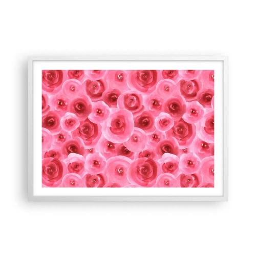 Plakát v bílém rámu - Růže dole i nahoře - 70x50 cm