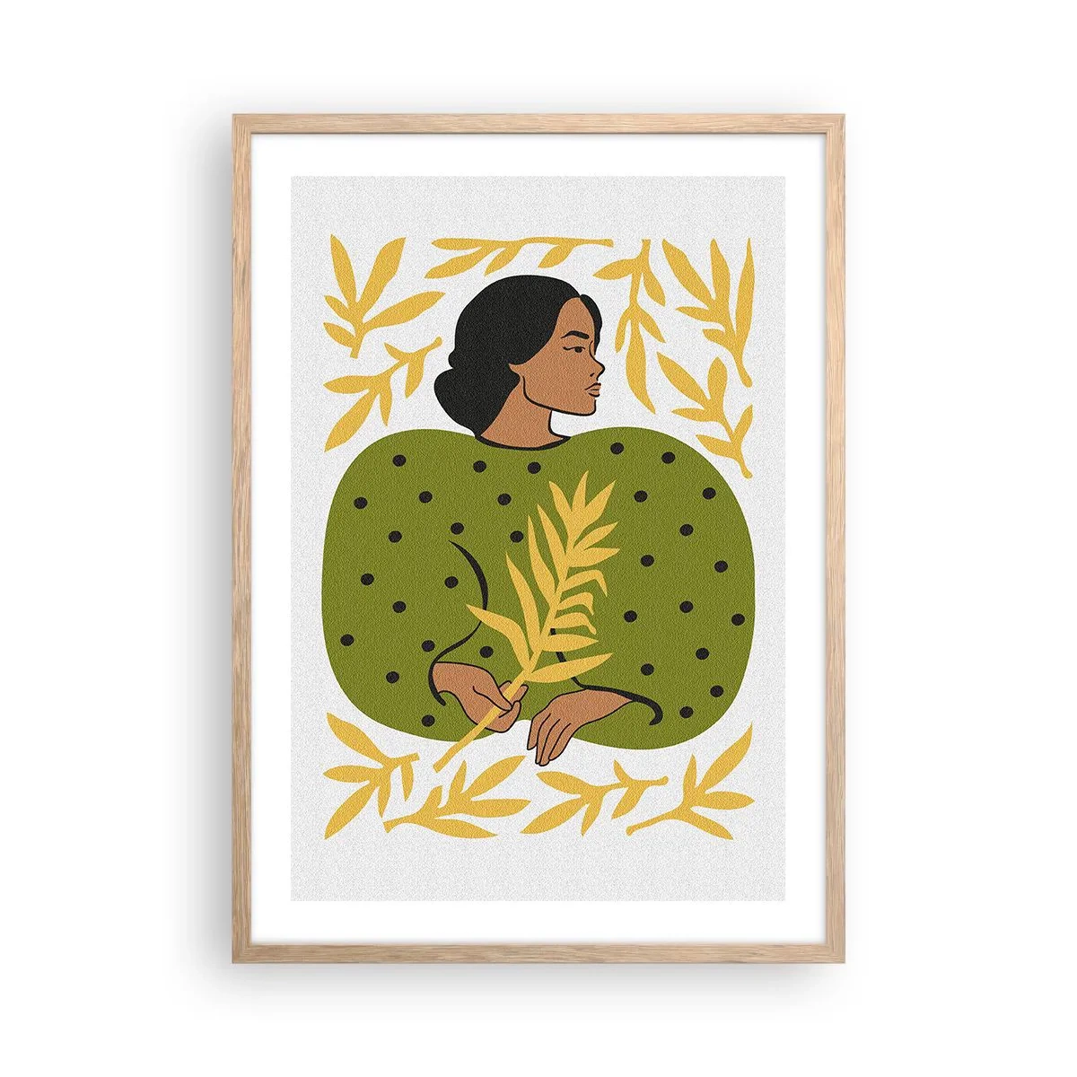 Plakát v rámu světlý dub - Havajská dívka - 50x70 cm