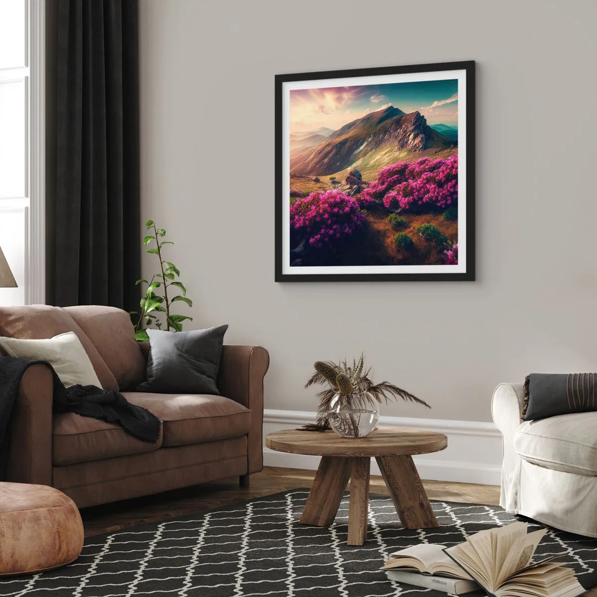 Plakát v černém rámu - Léto na horách - 60x60 cm