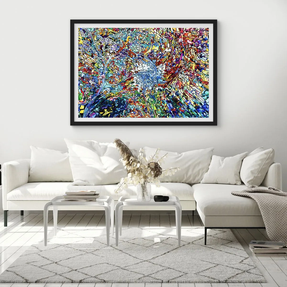 Plakát v černém rámu - Vitráž s kapkami - 50x40 cm