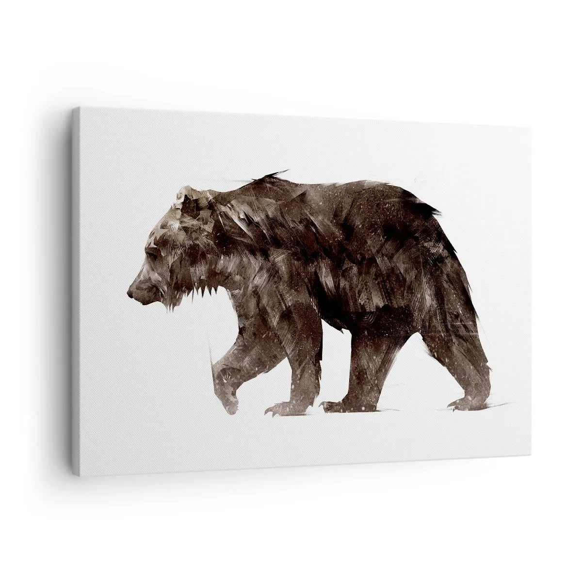 Obraz na plátně - Umělecká silueta medvěda - 70x50cm - Vždy nosím opravdový kožich! - Moderní nástěnná dekorace do obývacího pokoje a ložnice ARTTOR