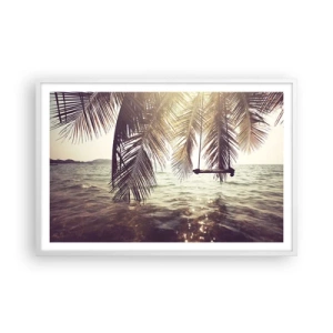 Plakát v bílém rámu - Houpat se libovolně v oblacích - 91x61 cm