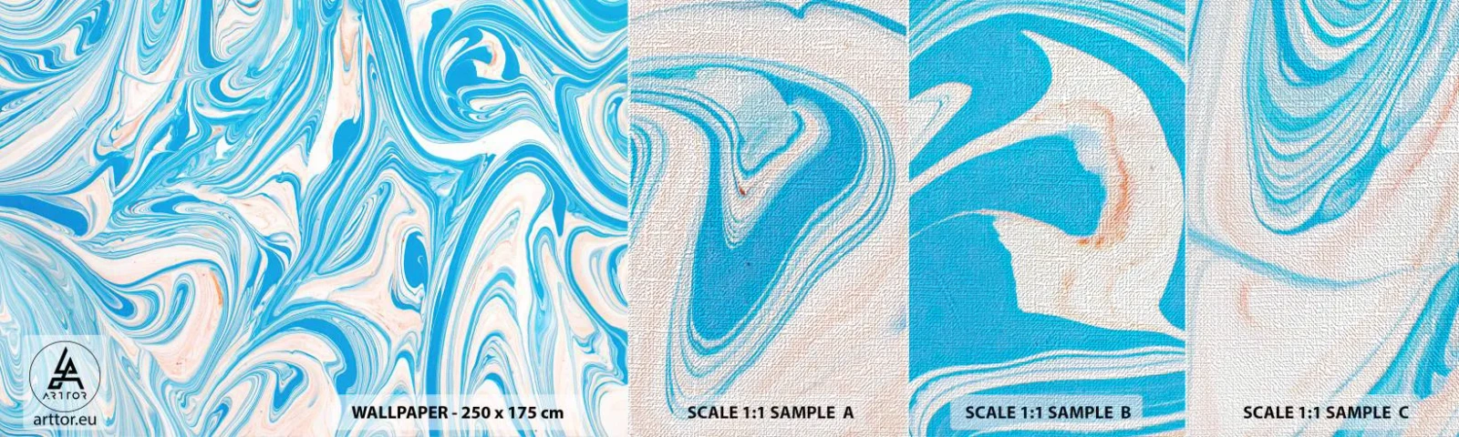 Vzor Fototapety Premium Canvas - Cákance v tyrkysu - Abstrakce, Kus, Moderní vzor - 100x30 cm