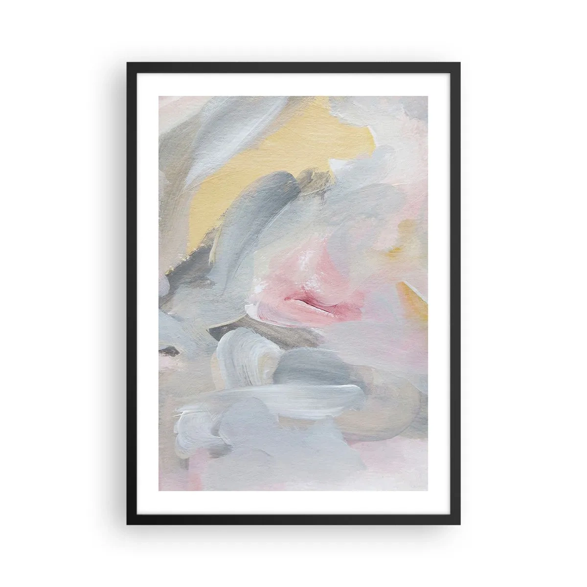 Plakát v černém rámu - Abstraktní kompozice v pastelových barvách - 50x70cm - V pastelovém světě - Moderní nástěnná dekorace do obývacího pokoje a ložnice ARTTOR
