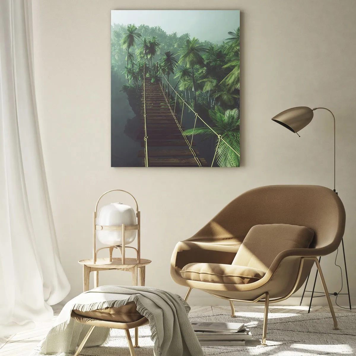 Obraz na skle - U vodopádu zeleně - 50x70 cm