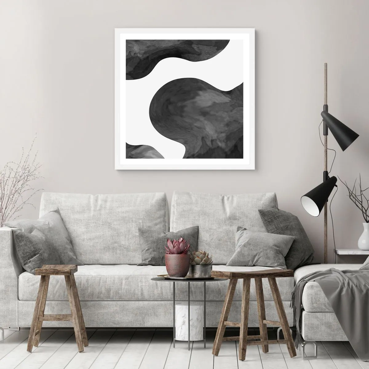 Plakát v bílém rámu - Mléčná dráha - 50x50 cm