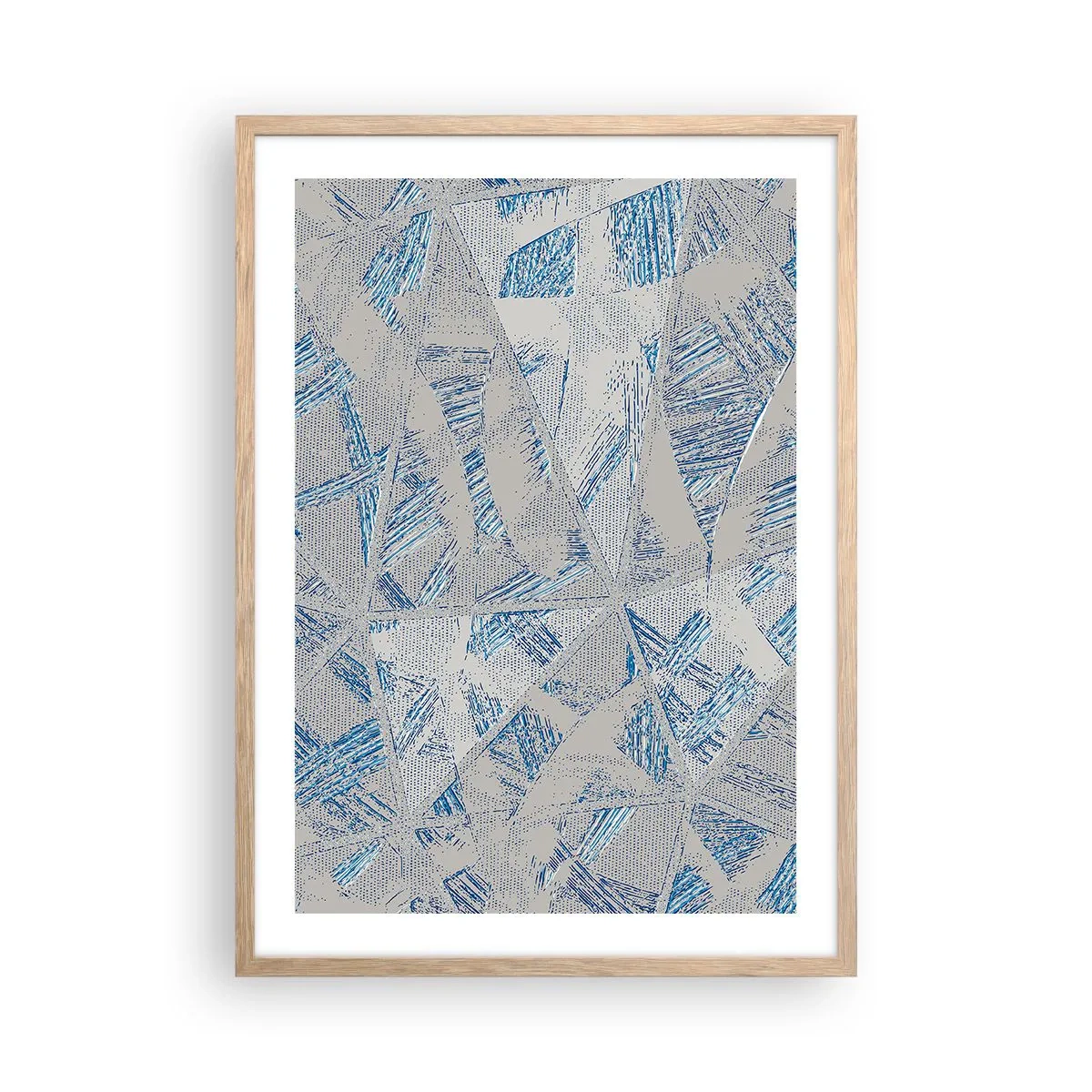 Plakát v rámu světlý dub - V šedomodrém labyrintu - 50x70 cm