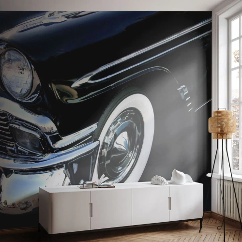 Fototapeta Premium Sand - Klasika v stříbrné, černé a bílé - Automobilový průmysl, Auto, bílý a černý - 350x256 cm