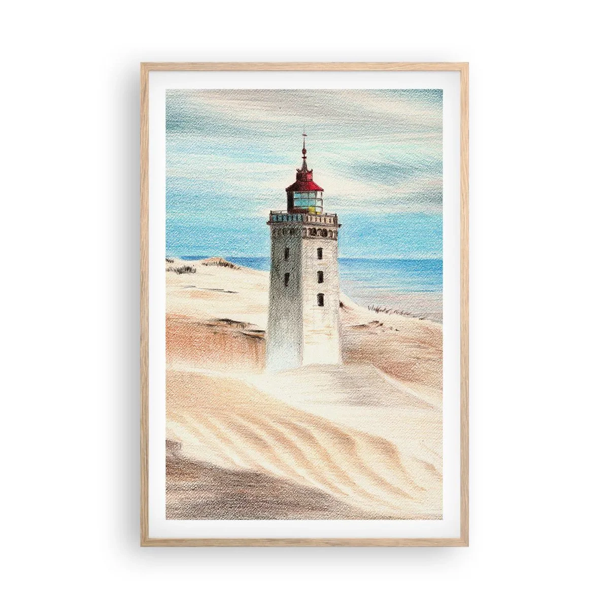 Plakát v rámu světlý dub - Vždy hledí na moře - 61x91 cm