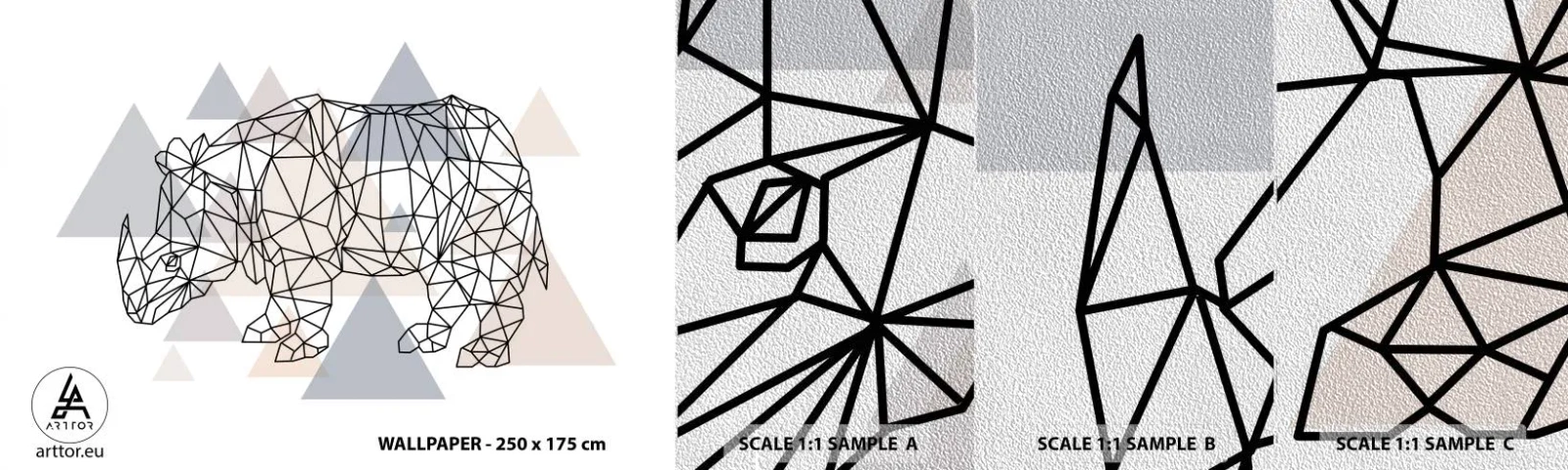 Vzor Fototapety Premium Sand - Struktura síly - Abstrakce, Grafika, Nosorožec - 100x30 cm