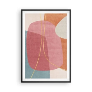 Plakát v černém rámu - Pastelová kompozice se zlatou nití - 61x91 cm