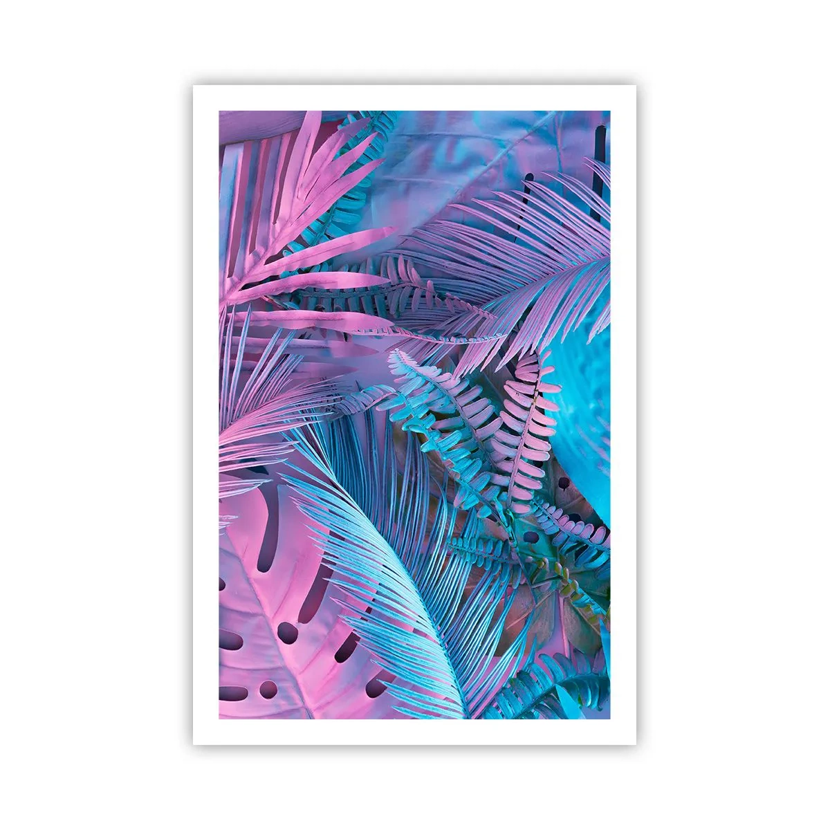Plakát - Tropy v růžové a modré - 61x91 cm